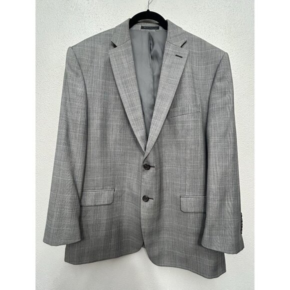 Lauren Ralph Lauren 100% Wool Suit Coat Mens 44S Blazer Sport Jacket Gray Plaid - Picture 1 of 13